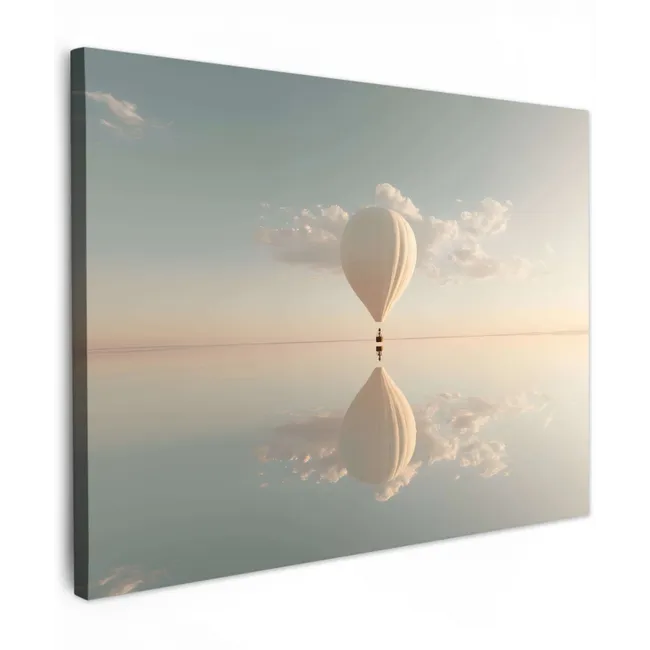 Canvas schilderij - Luchtballon - Wolken - Water - Blauw