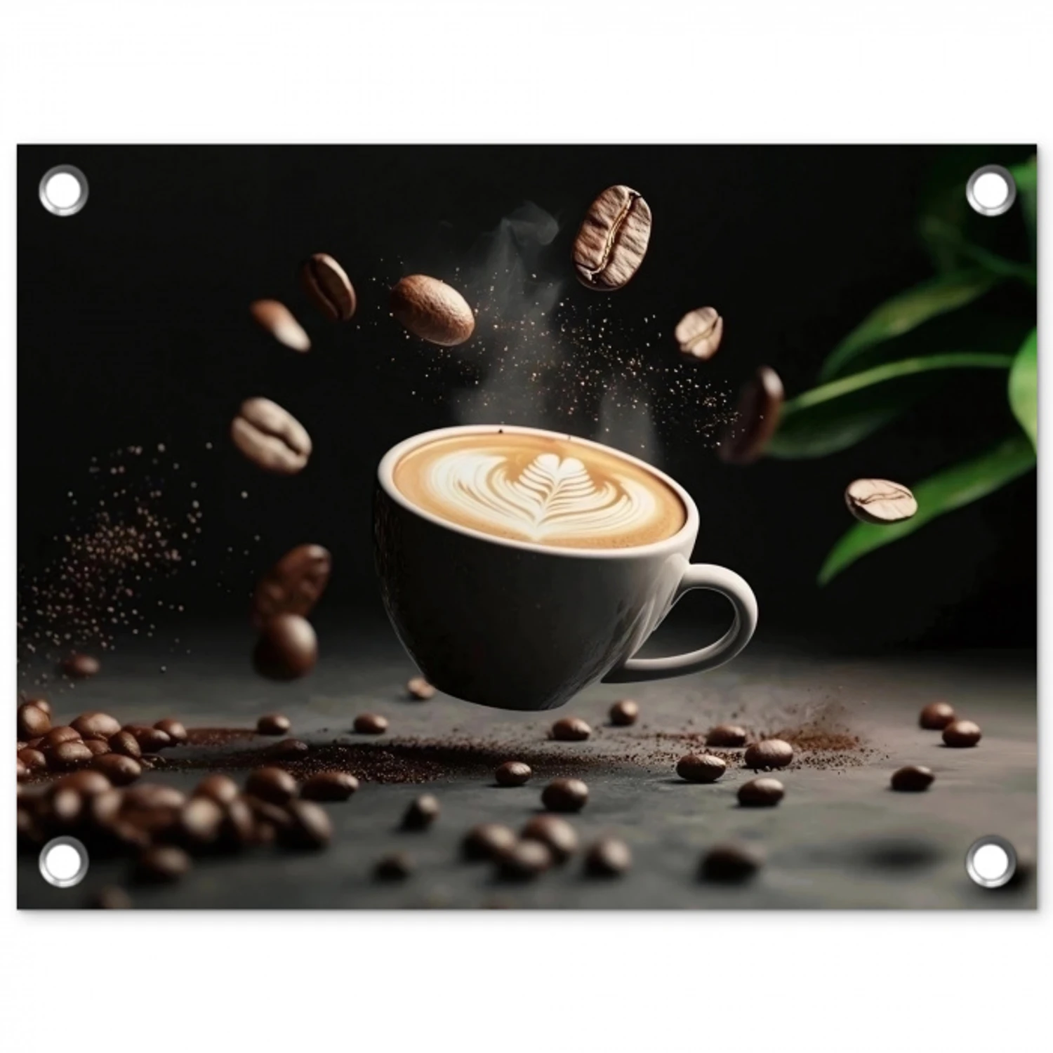 Cappuccino - Kop - Bonen - Bruin tuinposter los doek klein -3d