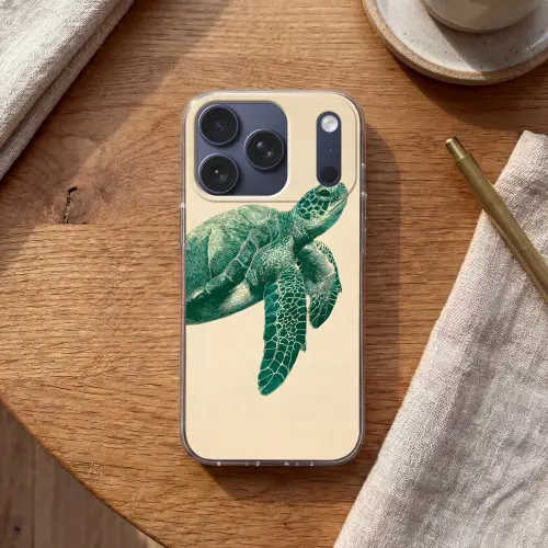 Schildpad - Sierlijk - Groen - Schild Telefoonhoesje iPhone 17 Pro klein -sfeer1