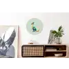 Staart - Dino - Minimalistisch - Blauw Wandcirkel aluminium klein -kantoor