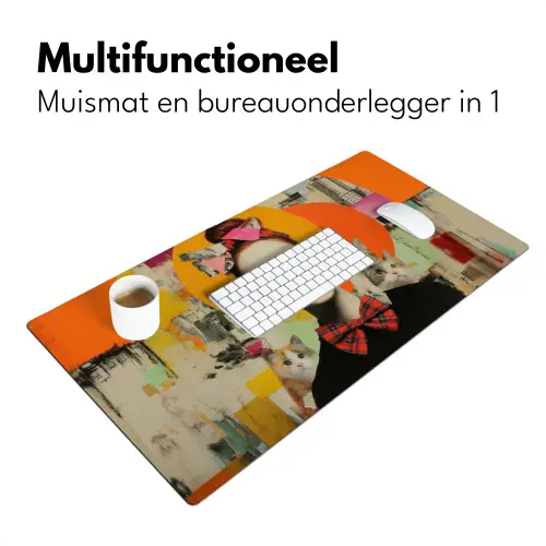 Vrouw - Bril - Strik - Retro Muismat XXL klein -sfeer4
