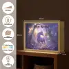 Eenhoorn - Paars - Sprookje - Fantasy dier Light Box met batterij (Wandlamp kind) middel -USP_websiteoverzichtNL