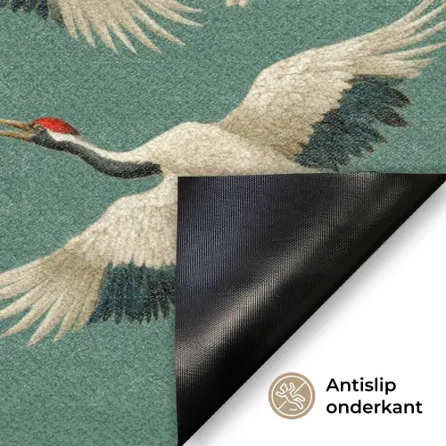Kersenbloesem - Kraamvogels - Groen Deurmat klein 898 -antislip_NL