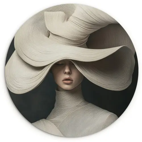 Modern - Vrouw - Hoed Wandcirkel kunststof plaat 5mm dik klein -3d