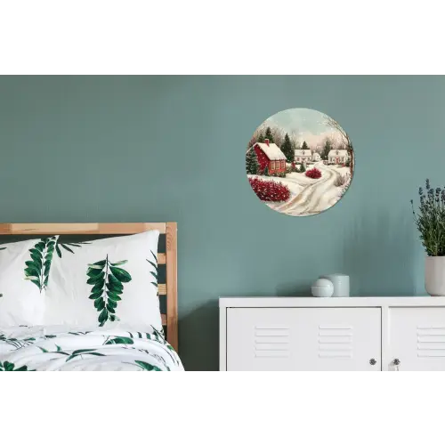 Kerstsfeer - Landelijk - Rood Wandcirkel aluminium klein -slaapkamer