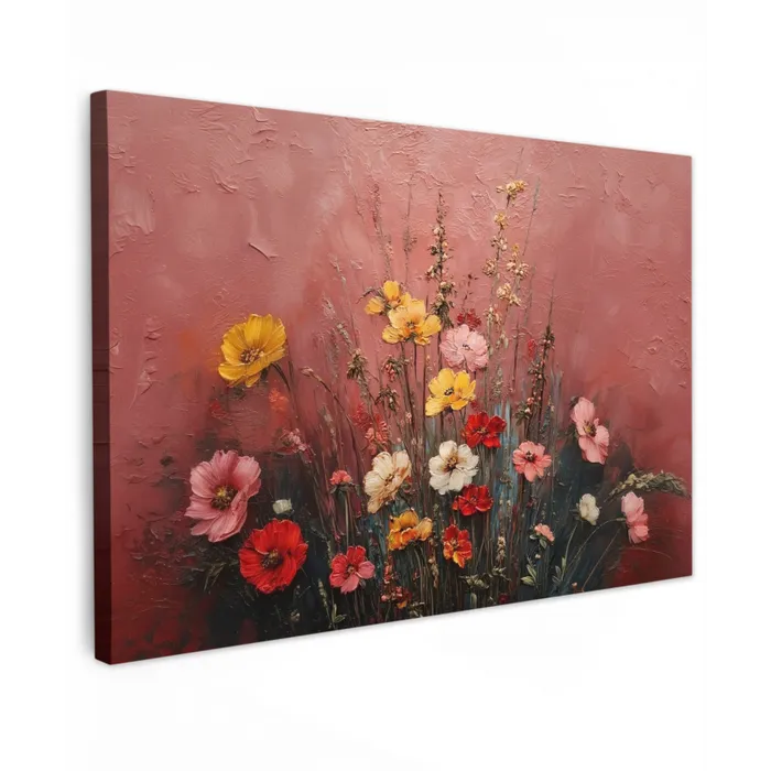 Bloemenboeket - Fijne details - Roze canvas 2cm klein -z3d