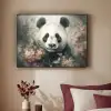 Panda - Dieren - Bloemen - Planten Textielframe zwart klein -sfeer1