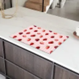 Strepen - Aardbei - Roze Inductie beschermer vinyl 3mm klein 276 -sfeer8