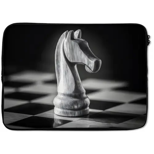 Paard - Hout - Schaalbord - Zwart laptophoes neopreen klein -zkaufland3dotto