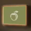 Lijntekening - Appel - Olijfgroen - Blaadje Light Box met batterij (Wandlamp) middel -z3d_website