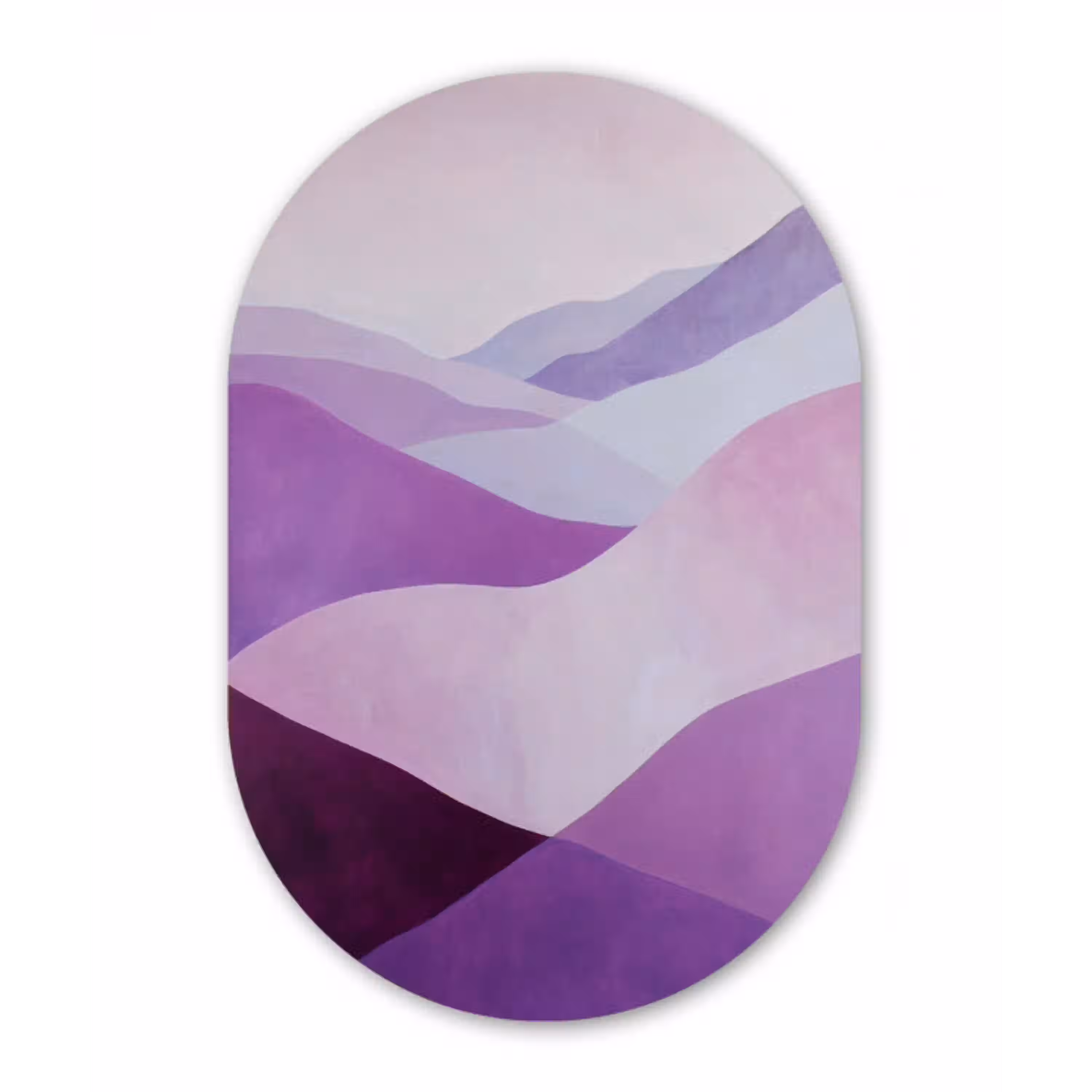 Abstract - Heuvels - Landschap - Paars Wandcirkel Ovaal Glas middel -3d