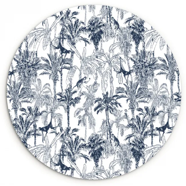 Aap - Jungle - Blauw Wandcirkel plexiglas klein 852 -3d