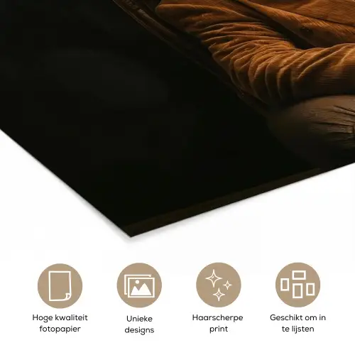 Bril - Leeuw - Bank - Hoed poster papier klein -closeup_NL