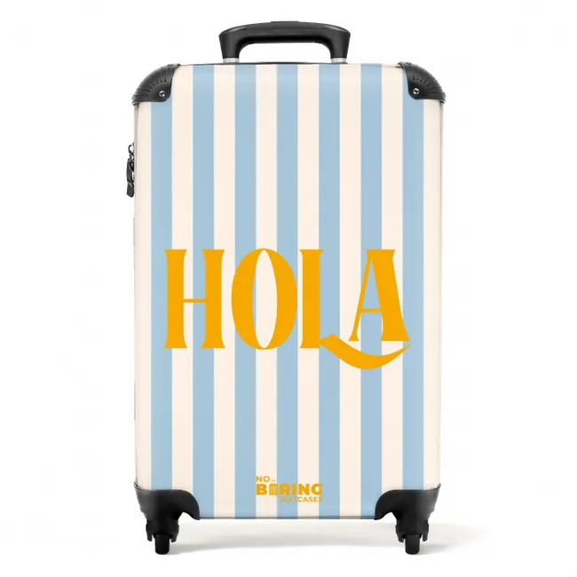 Suitcase - Quotes - Hola baby blue and cream white