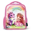 Meisje met paarse draak onder regenboog Kinderrugzak - Roze middel -3d