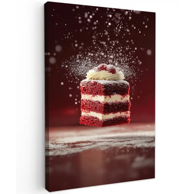 Rode - Velvet - Taart - Eten Tuinposter op houten frame 2 cm dik klein -3d