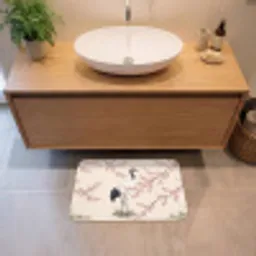 Aziatisch - Kraanvogel - Beige Badmat klein -sfeer1