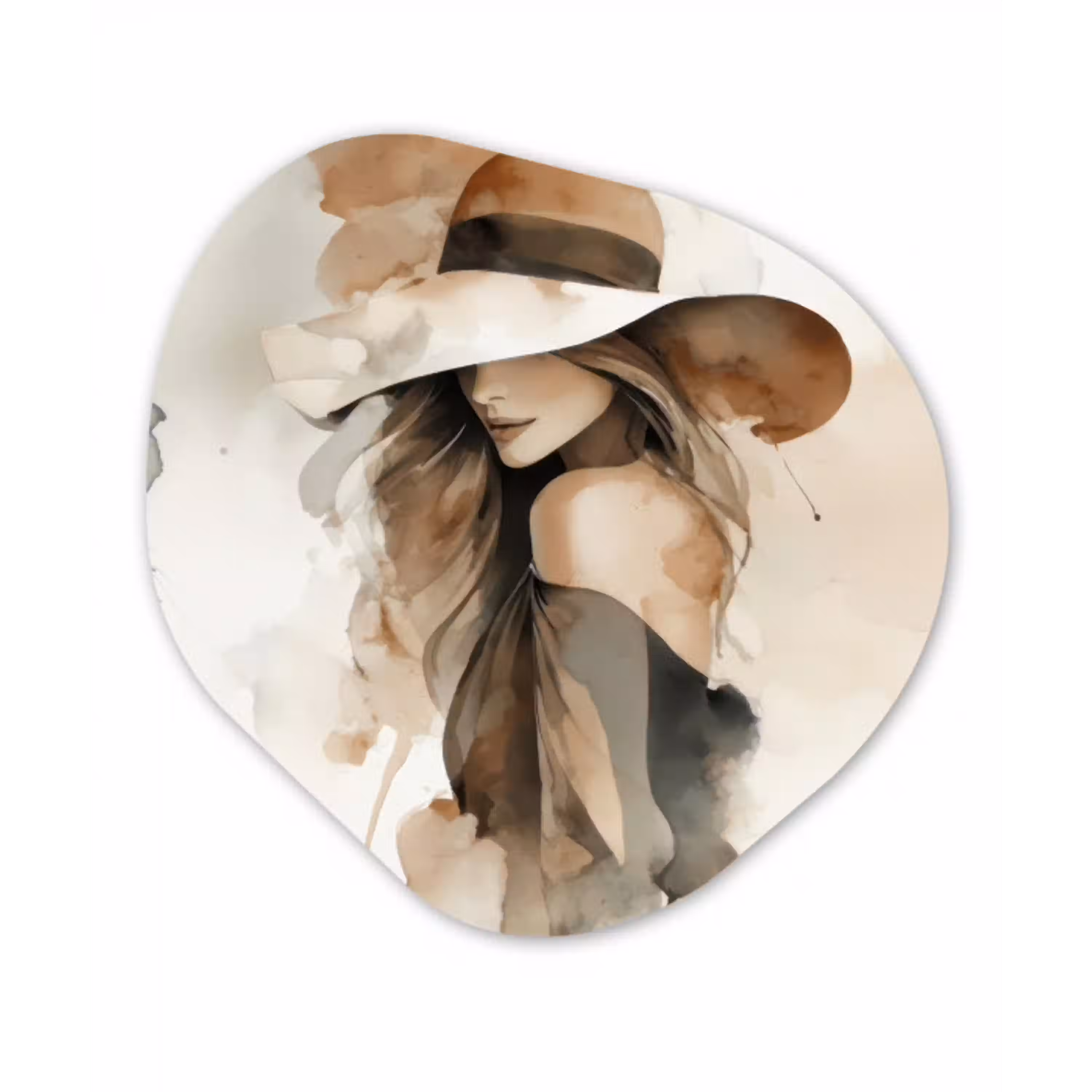 Mysterieus - Vrouw - Sepia Wandcirkel Organisch Forex 3mm klein -3d