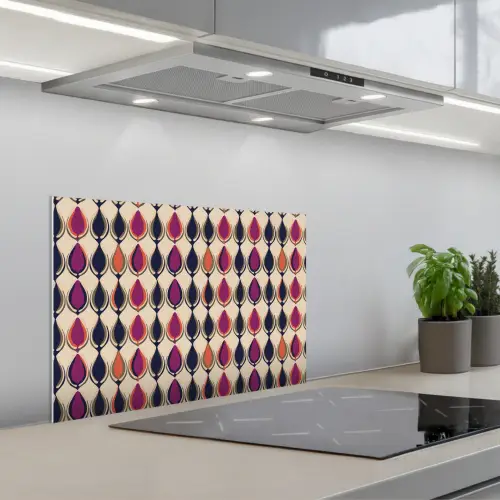 Vintage - Retro - Kleurrijk keuken achterwand spatscherm klein 900 -3d_schuin