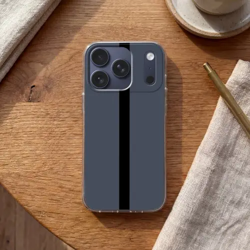Blauw - Zwart - Streep - Minimalistisch Telefoonhoesje iPhone 17 Pro klein -sfeer1