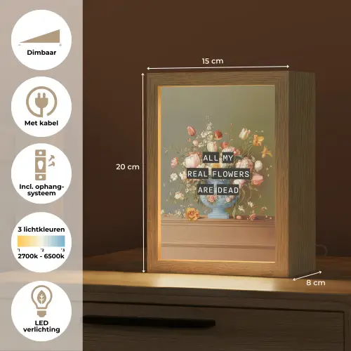 Bloem - Quote - Vintage - Art Light Box met kabel (Tafellamp) klein -USP_NL