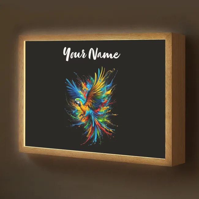 Lightbox - Kids' Wall Lamp with Name -. Parrot - Bird - Animal - Colorful - Paint