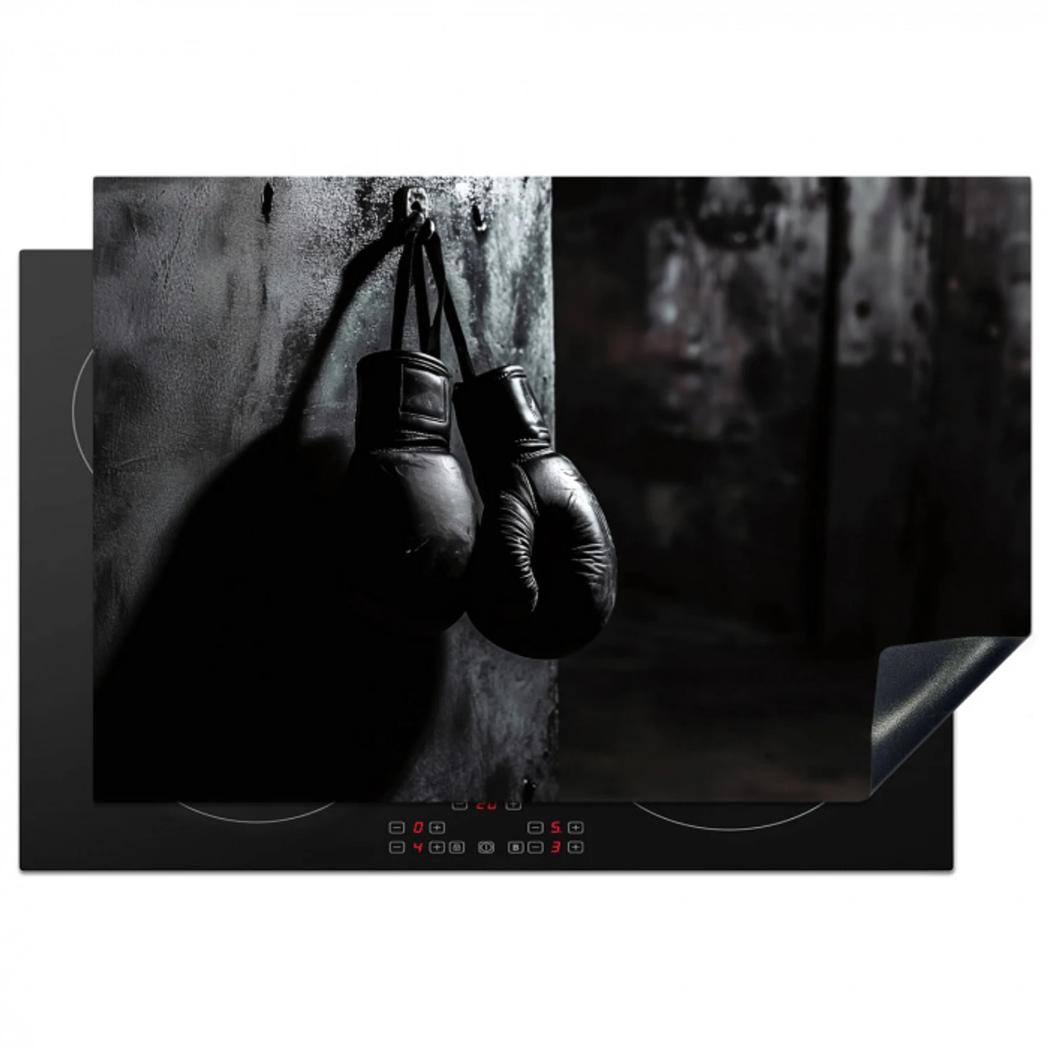 Bokshandschoenen - Muur - Duister - Zwart Inductie beschermer vinyl 3mm klein -3d