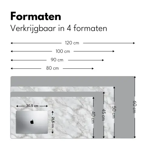 Grijs - Wit - Marmer Muismat XXL klein 681 -sfeer5