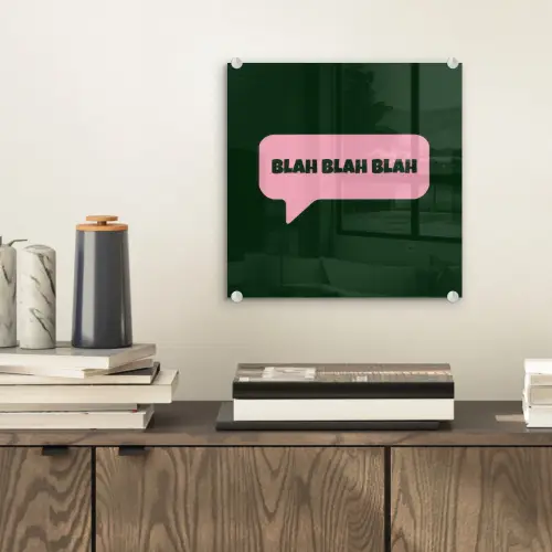 Tekstwolk - BLAH BLAH BLAH - Roze plexiglas 5mm klein -sfeer1