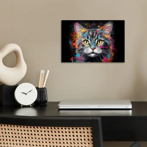 Kat - Graffiti - Dieren - Kleuren - Grijs poster papier klein -sfeer1