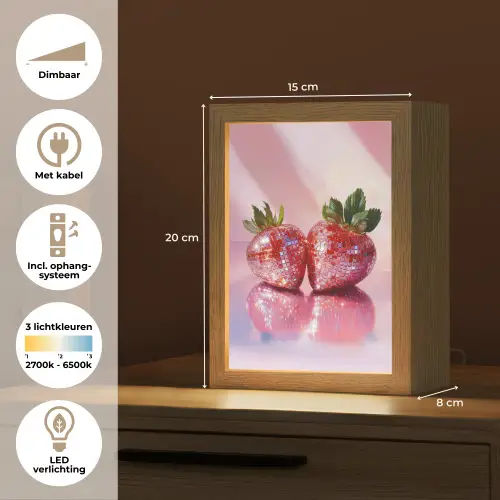 Disco - Fruit - Glitter - Strawberry Light Box met kabel (Tafellamp) klein -USP_NL
