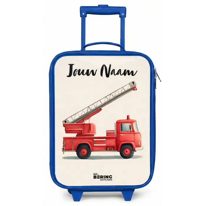 Brandweerwagen - Getekend - Rood Kinderkoffer - Blauw klein -zz3dotto