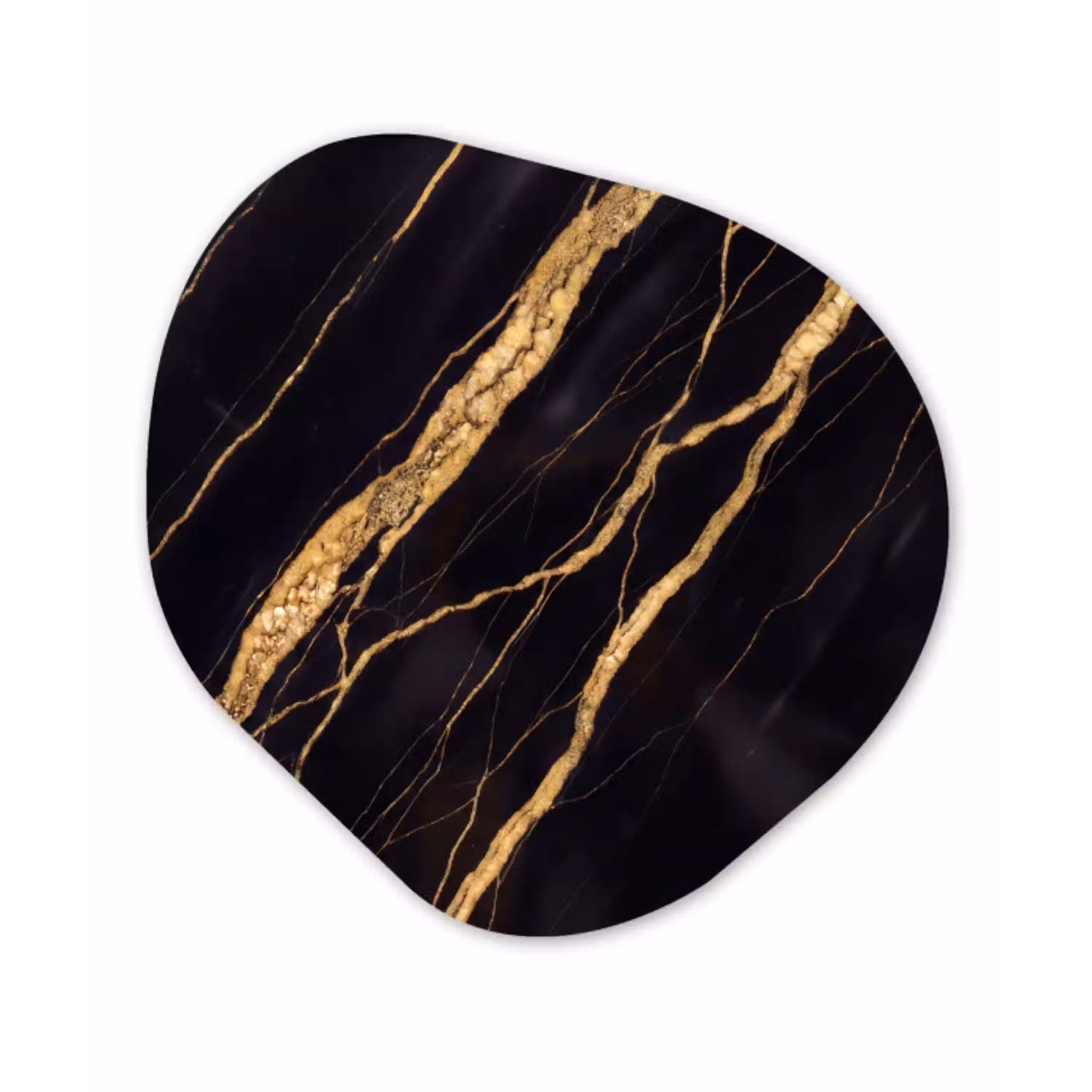 Marmer - Goud - Textuur - Abstract - Zwart Wandcirkel Organisch Aluminium middel -3d