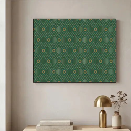Donkergroen - Modern - Patroon - Goud Textielframe zwart klein 947 -sfeer2