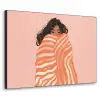Meisje - Deken - Gestreept - Oranje Textielframe zwart klein -3d