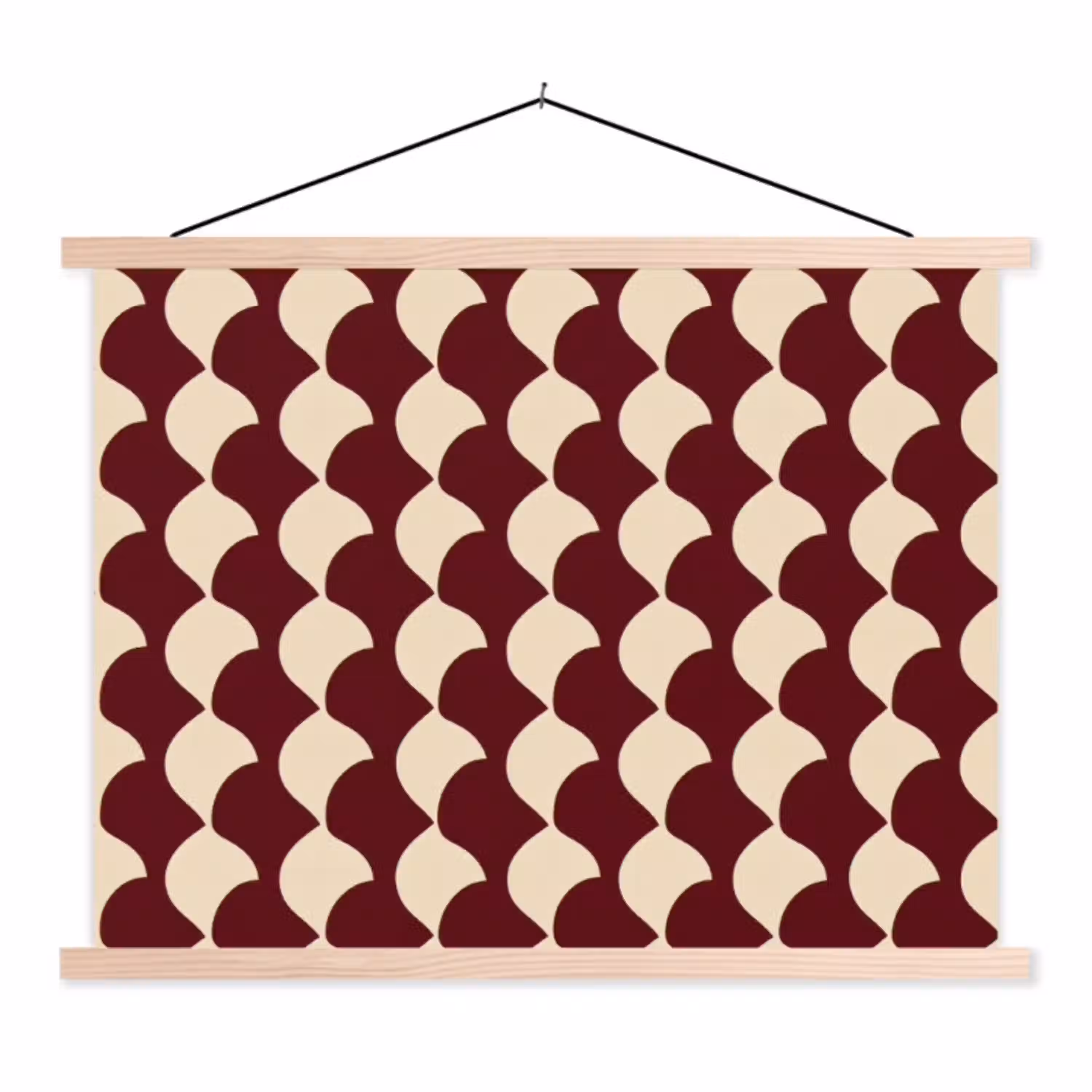 Rood - Tegelpatroon - Crème textielposter latten blank klein 122 -3d