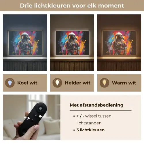 Astronaut - Graffiti - Zwart - Kleuren Light Box met batterij (Wandlamp) middel -USP_lichtkleurNL