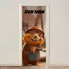 Schattig dier met bouwhelm en tas en de tekst “Deze kamer is van: jouw naam”. deurposter klein -3d_beige