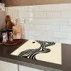Beige - Lijnen - Golvend -  Abstract Inductie beschermer vinyl 3mm middel -sfeer3