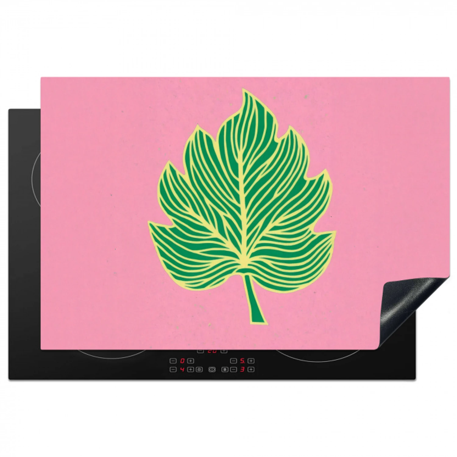Blad - Groen - Illustratie - Minimalistisch Inductie beschermer vinyl 3mm klein -3d