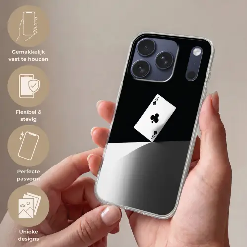 Speelkaart - Klaver - Abstract - Zwart Telefoonhoesje iPhone 17 Pro klein -sfeer3_NL