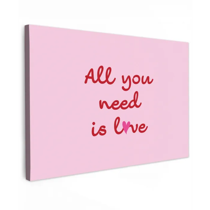 Tekst - Roze - Love - Hart canvas 2cm klein -z3d