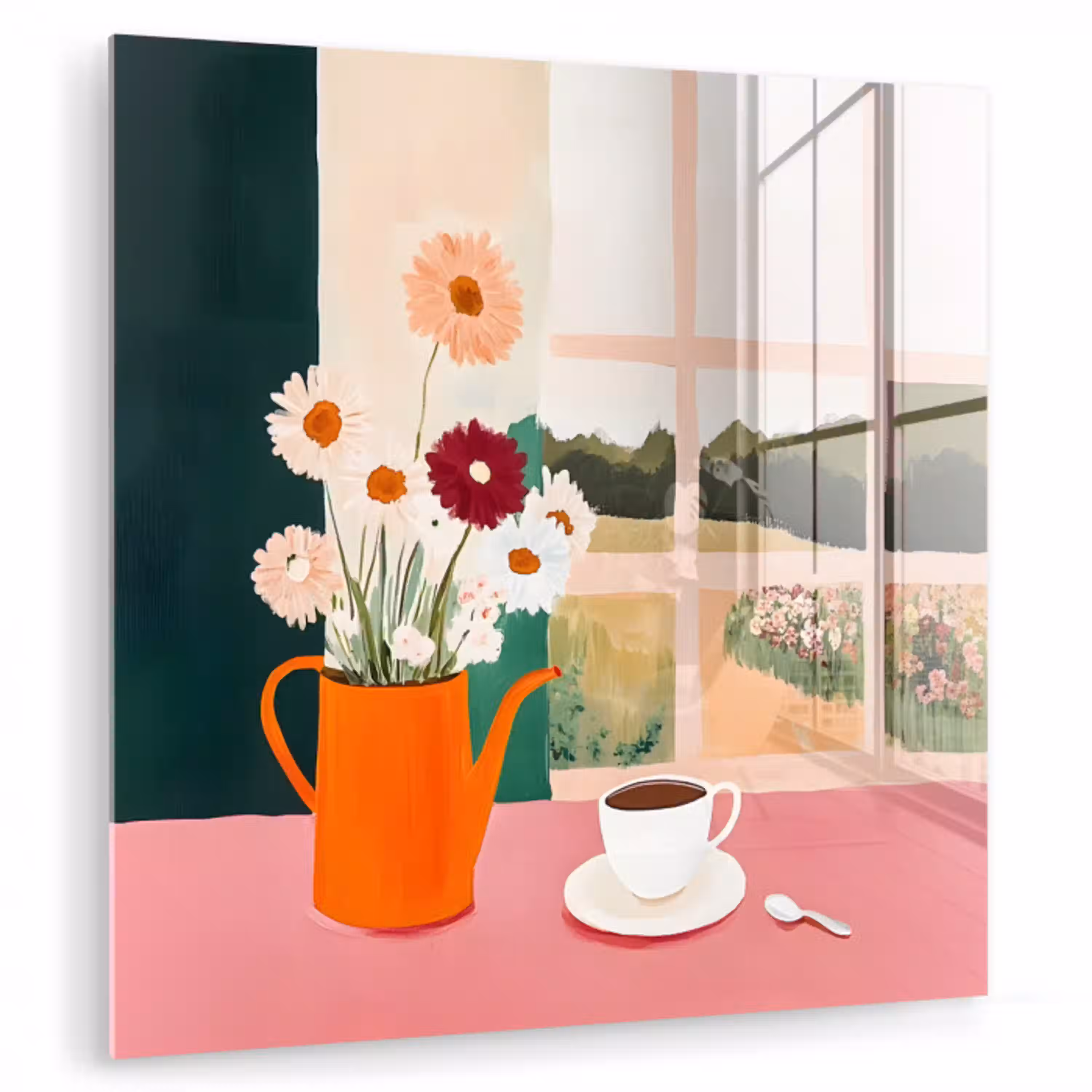 Bloemen - Koffie - Raam plexiglas 5mm klein -zzzproduct_nieuw