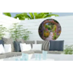 Doorkijk - Bloemen - Pad - Natuur Wandcirkel tuinposter met ringen klein -buiten2