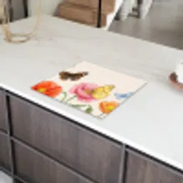 Vlinders - Klaprozen - Illustratie - Kleurrijk Inductie beschermer vinyl 3mm middel -sfeer8