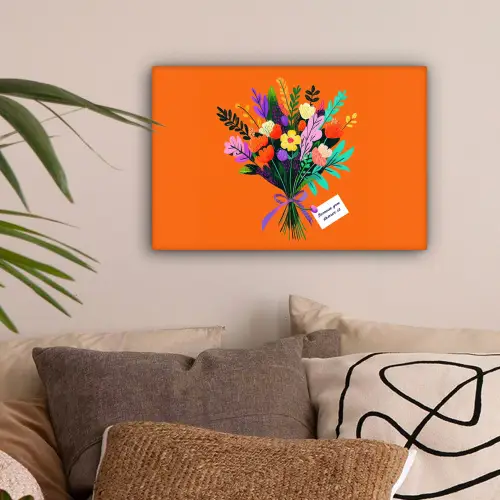 Kaartje - Boeket - Bloemen canvas 2cm klein -sfeer1