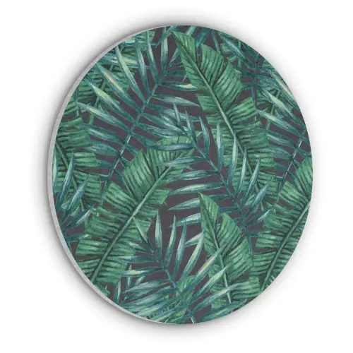 Bladeren - Tropisch - Jungle -  Natuur Akoestische PET Vilt - Rond klein -3d