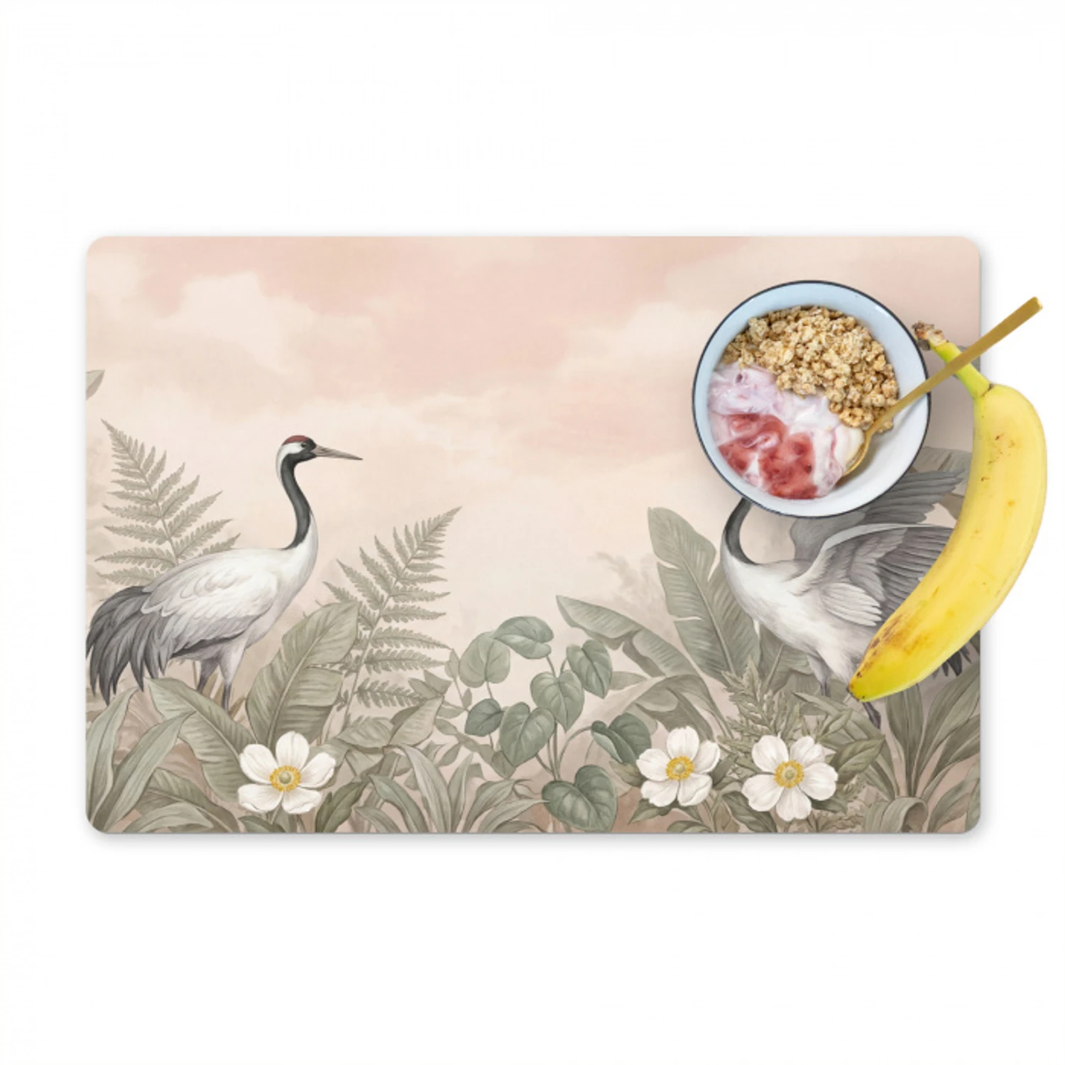 Kraanvogels - Natuur - Roze Placemat vinyl groot -zzzproduct_Kitchenyeah-website
