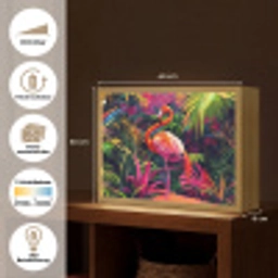 Flamingo - Tropisch - Dier - Bladeren Light Box met batterij (Wandlamp) middel -USP_websiteoverzichtDE