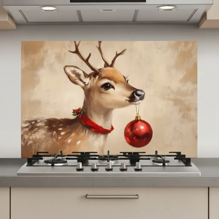 Kerst - Hert - Gewei - Kerstbal - Rendier keuken achterwand spatscherm klein -3d_website